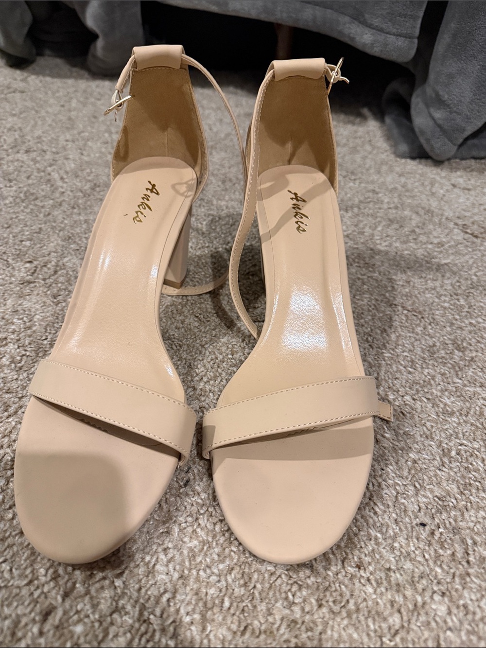Ankis Nude Ankle-Strap Block Heel Sandals
